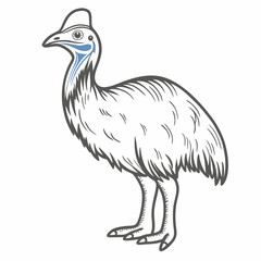 Stylized Cassowary Illustration on White Background