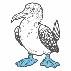 Cartoon Blue-Footed Booby Illustration, Vector Graphic