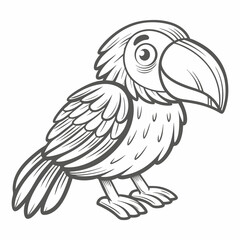Cartoon Blue Grosbeak Bird Outline Illustration