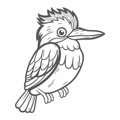 Belted Kingfisher Line Art Illustration