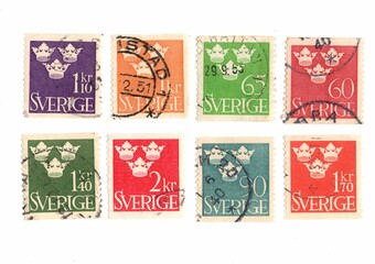 Vintage postage stamps from Sweden.