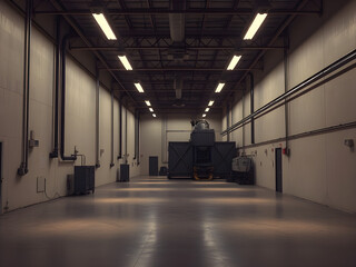 liminal space factory interior, 3d render