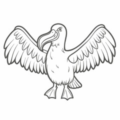 Albatross Cartoon Illustration with Open Wings