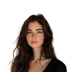 Portrait of a young woman minimalistic isolated on transparent background png