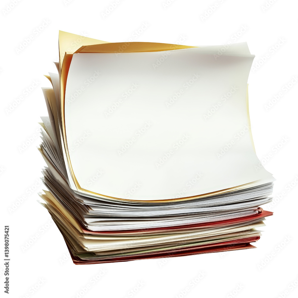 Poster a stack of various papers neatly arranged together highlighting different textures and colors for or