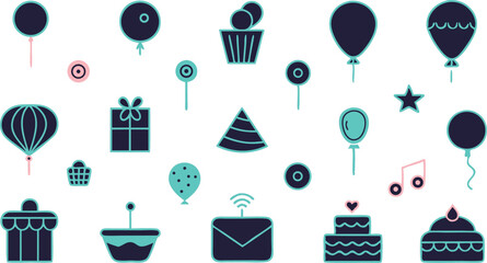 events and celebratons stroke icon collections