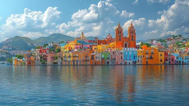 Colorful Mexican Cityscape: Laguna de Chamela's Vibrant Charm