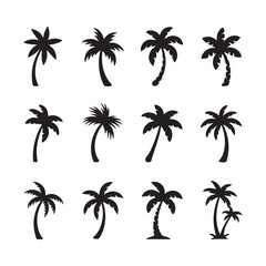 Fototapeta premium Beach and Tropical Nature Themes with Palm Tree Icons