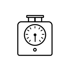 Analog kitchen timer icon with square casing and bold black dial for cooking and time tracking