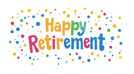 Happy Retirement: A joyful message of "Happy Retirement" is artfully displayed, perfect for celebrating a colleague's or loved one's milestone. Sprinkled with vibrant confetti. 