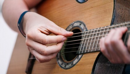 Fototapeta premium Fingers playing a guitar strings
