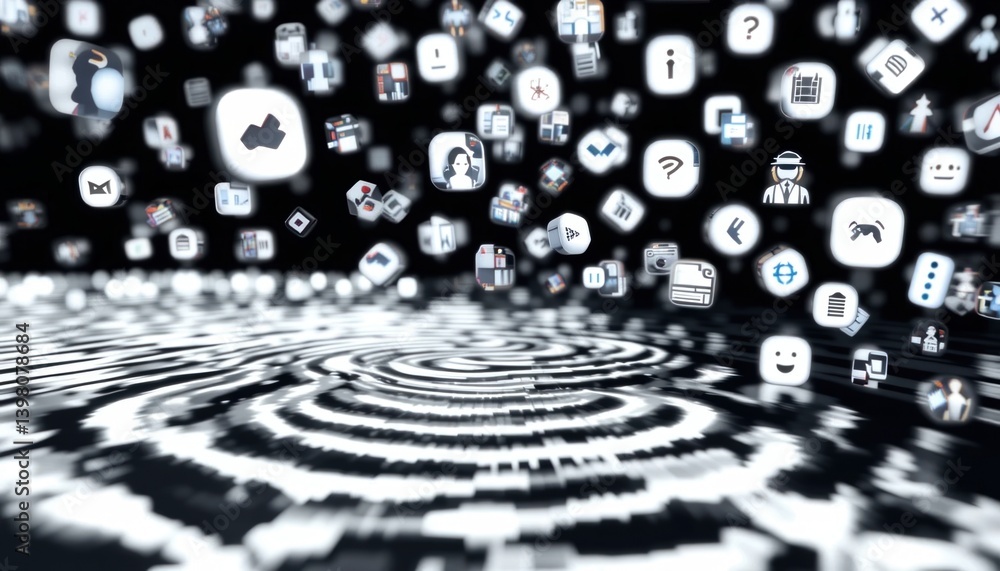 Aufkleber digital transformation event showcasing technology icons virtual environment abstract concept high-d