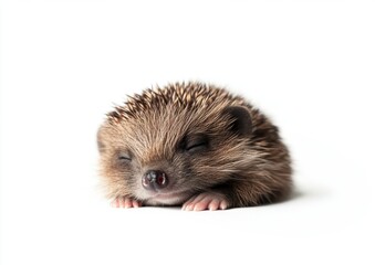 Dreaming Hedgehog: A close-up shot of a peaceful hedgehog sleeping soundly, evoking a sense of tranquility and serenity. The hedgehog's quills are visible, highlighting its unique charm.