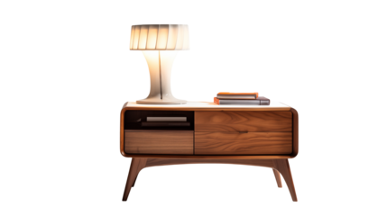 Mid Century Modern Walnut Wood Nightstand Lamp