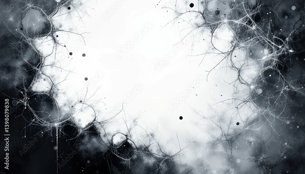 Poster dynamic abstract white and black background with organic patterns digital art modern design creative
