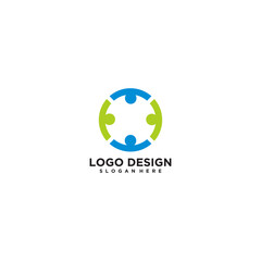 Abstract Green and Blue Circle People Logo Design