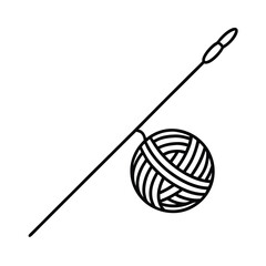 Crochet Hook And Yarn Ball Outline Vector Crafting Hobby Concept