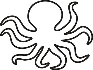 Octopus Silhouette Icon – Vector Sea Animal for Marine and Nautical Design Projects