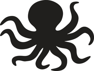 Octopus Silhouette Icon – Vector Sea Animal for Marine and Nautical Design Projects