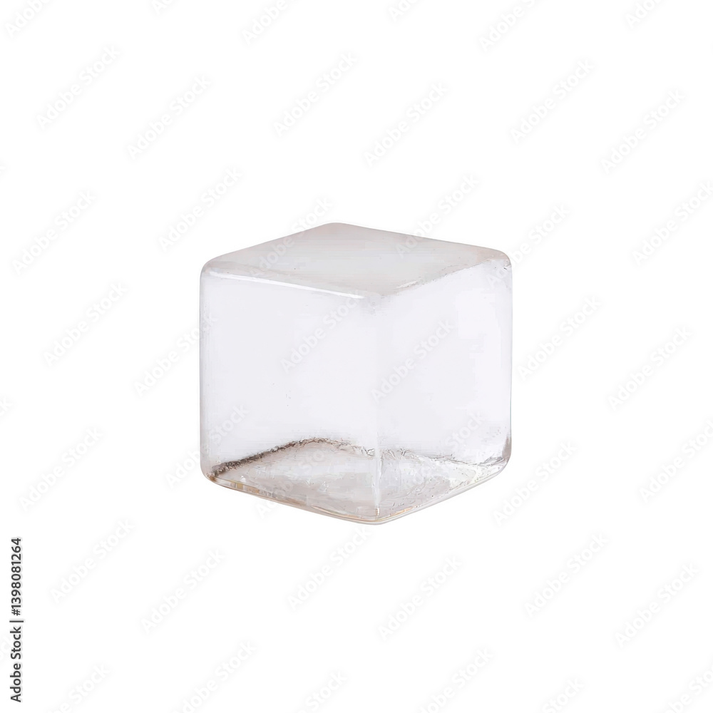 Poster clear, transparent glass cube with smooth edges and minimalist design, perfect for modern decor or a