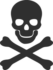 Skull and Crossbones Silhouette Icon – Pirate Symbol and Danger Warning Vector Graphic