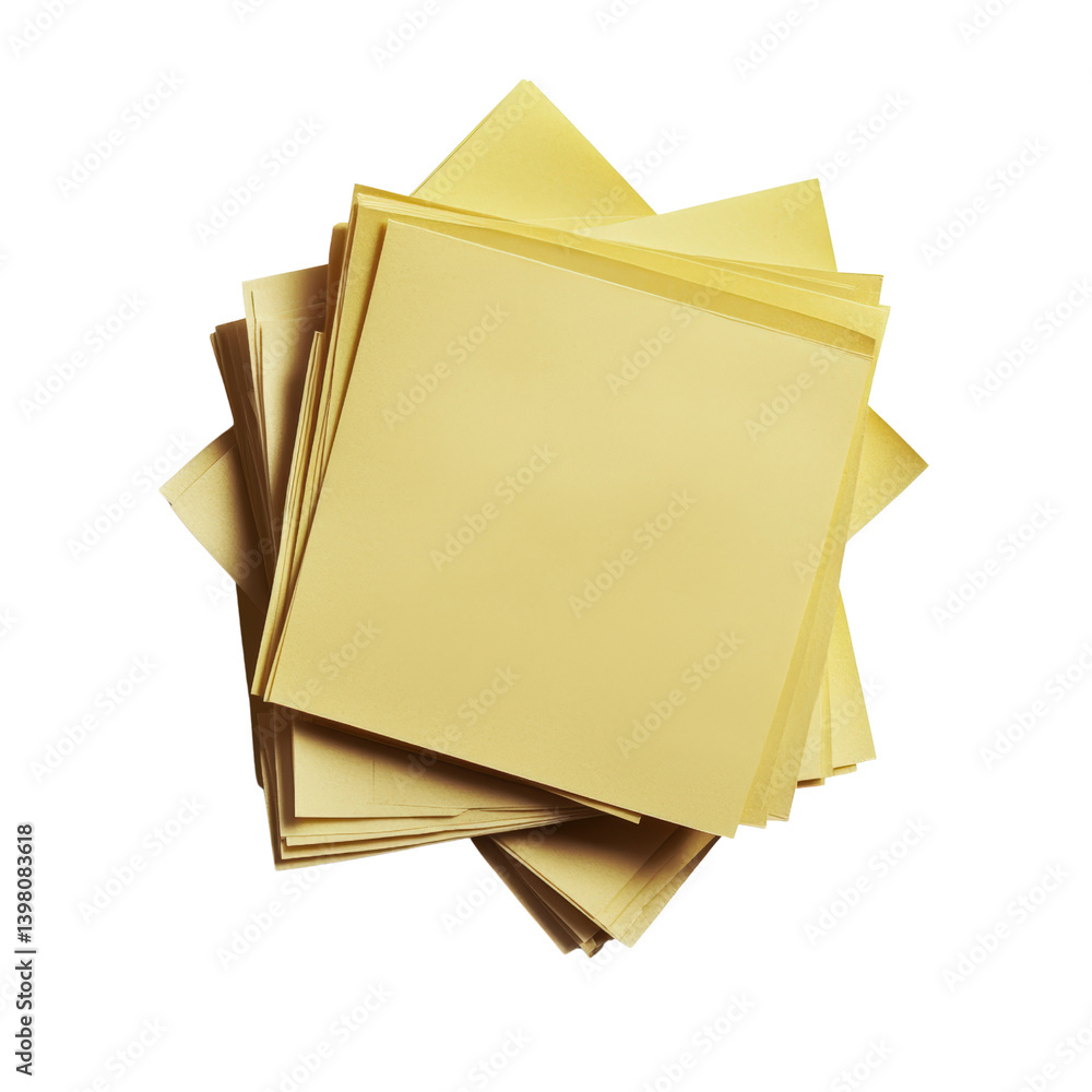 Poster a neatly stacked pile of yellow paper sheets ready for use in various projects like note-taking and 