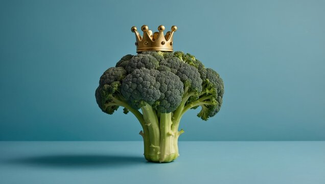 Broccoli with a Golden Crown Symbolizing Healthy Eating and Nutrition - Powered by Adobe
