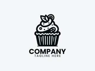 Cupcake Cake Dough Vector Logo Design