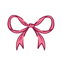 Hand drawn vintage girly decor. Aesthetic elegant girly pink bow. Coquette bow. Trendy element for Valentine day and wedding invitations, christmas cards, poster.