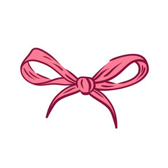 Aesthetic elegant girly pink bow. Coquette bow. Hand drawn vintage girly decor. Trendy element for Valentine day and wedding invitations, christmas cards, poster.