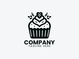 Cupcake Cake Dough Vector Logo Design