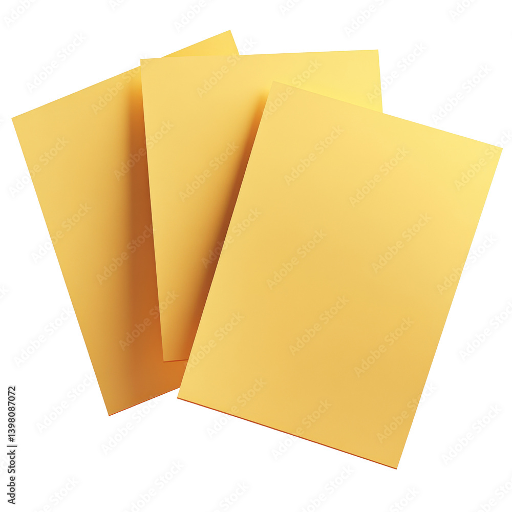 Poster three sheets of paper laid out neatly on a clean surface for easy access and organization in a works