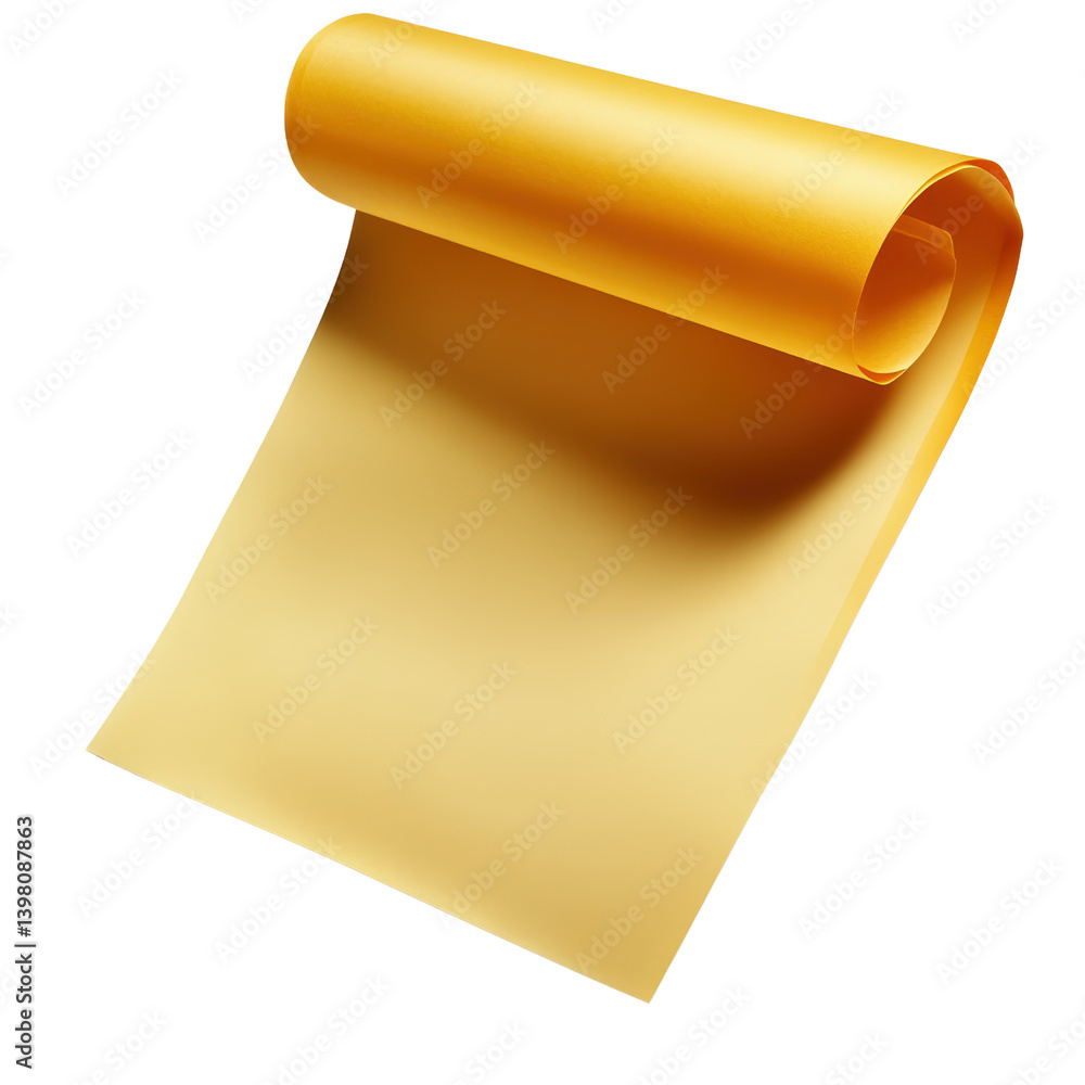 Poster neatly rolled up piece of plain paper with smooth surface and natural creases ready for writing or a