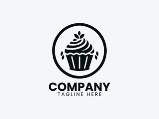 Cupcake Cake Dough Vector Logo Design
