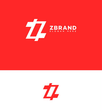 Z Brand Logo Design Modern, Minimalist, Red, White, Monogram, Letter Z, Branding, Identity, Symbol, 