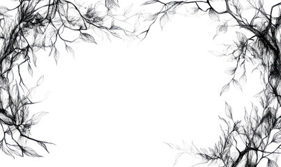 Grunge Ink Frame with Splatter and Brush Isolated on Transparent Background