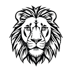 Lion head silhouette vector art illustration.