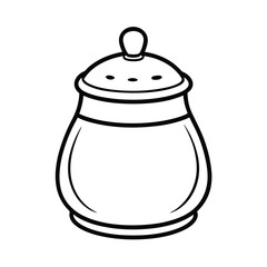 Simple Black And White Outline Drawing Of A Sugar Bowl With Lid