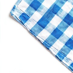 Blue and white checked fabric corner