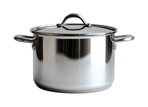 Cooking event stainless steel pot in modern kitchen environment isolated on transparent background png