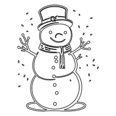 Delightful frosty friend: A cheerful snow person illustration for winter fun