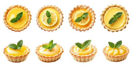 Mini Lemon Tartlet with Fresh Mint Garnish  Set 
