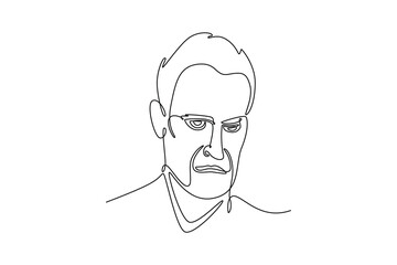 very happy and excited. Expression concept. Single line draw design. Vector graphic illustration