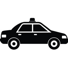 
police car with sirens in vector silhouette