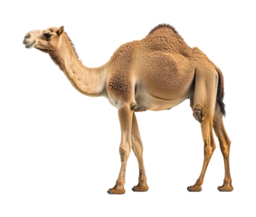 Camel walking in desert landscape animal nature scene isolated on transparent background png