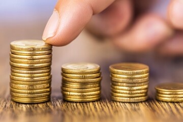 Stacks of coins, growing