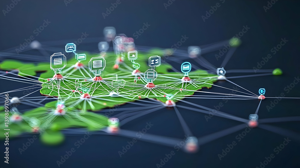 Poster global network connections map visualization