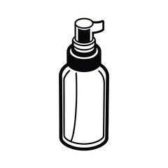 Black And White Cosmetic Bottle With Pump Dispenser Vector Illustration