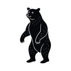 bear standing on two legs vector art silhouette