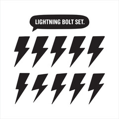 Lightning Bolt set black silhouette
